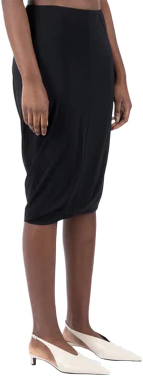 Jil Sander Black Knee-Length Gathered Cotton Skirt