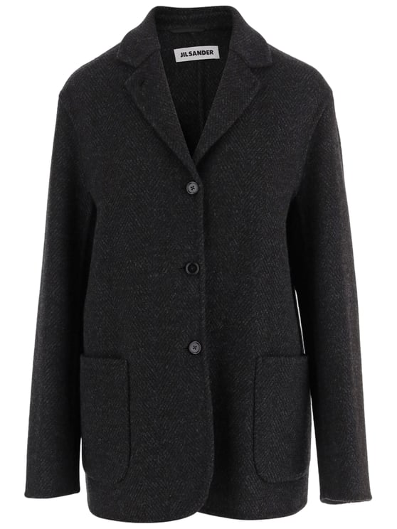 Jil Sander Dark Gray Wool Coat With Classic Lapel