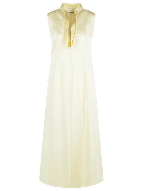 Jil Sander Ivory Acetate And Viscose Dress
