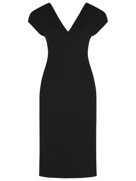 Jil Sander Black Virgin Wool Midi Dress
