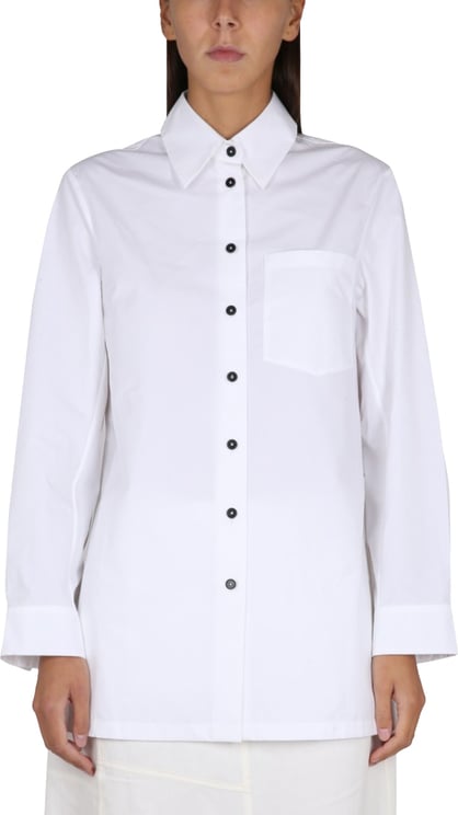Jil Sander White Poplin Shirt With Pointed Collar