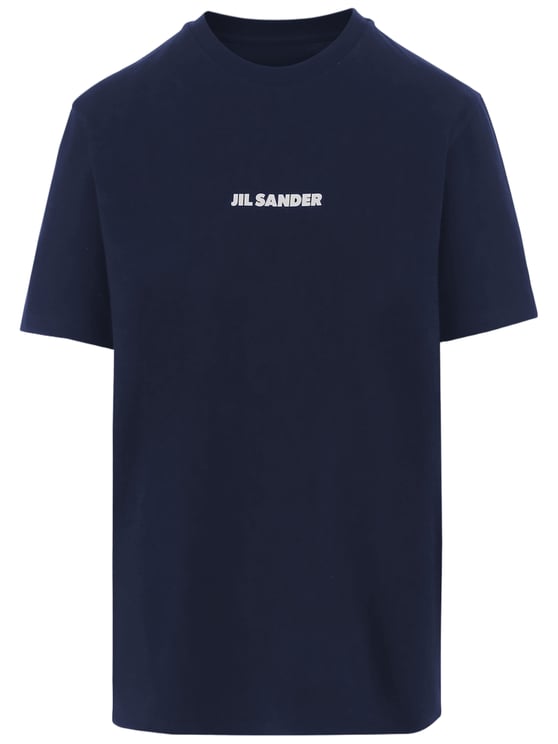 Jil Sander Navy Blue Logo Cotton T-Shirt