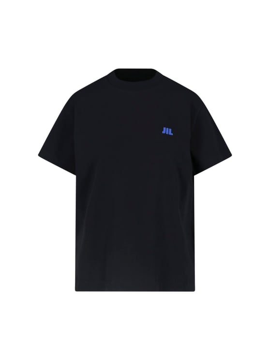 Jil Sander Black Crewneck Logo Cotton T-Shirt