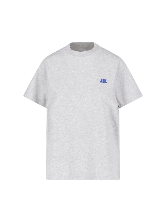 Jil Sander Grey Crewneck Logo Cotton T-Shirt