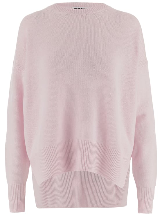 Jil Sander Pink Asymmetrical Ribbed Cashmere Sweater
