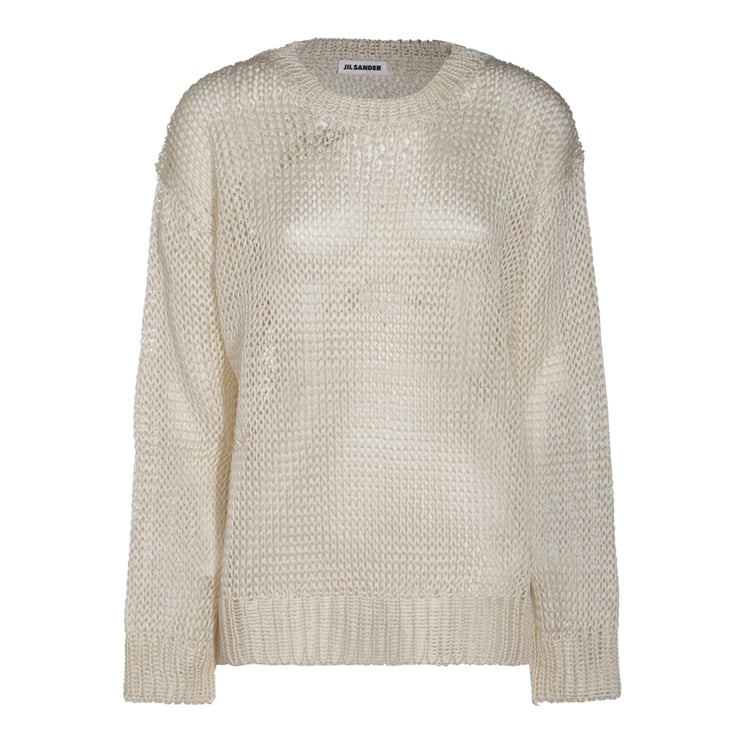 Jil Sander Beige Silk Knitwear With Long Sleeves And Round Neckline