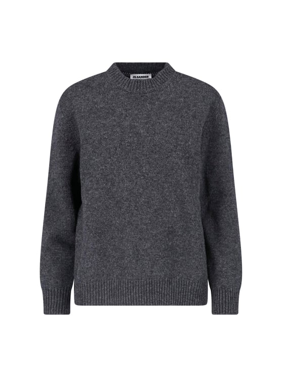 Jil Sander Textured Grey Knit Sweater with Open Slit Detail