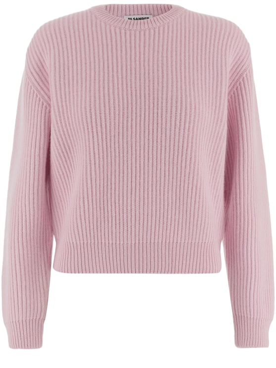 Jil Sander Pink Ribbed Knit Wool Sweater