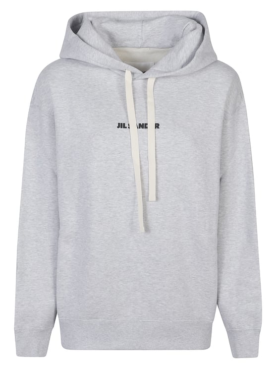 Jil Sander Grey Drawstring Hood Cotton Hoodie