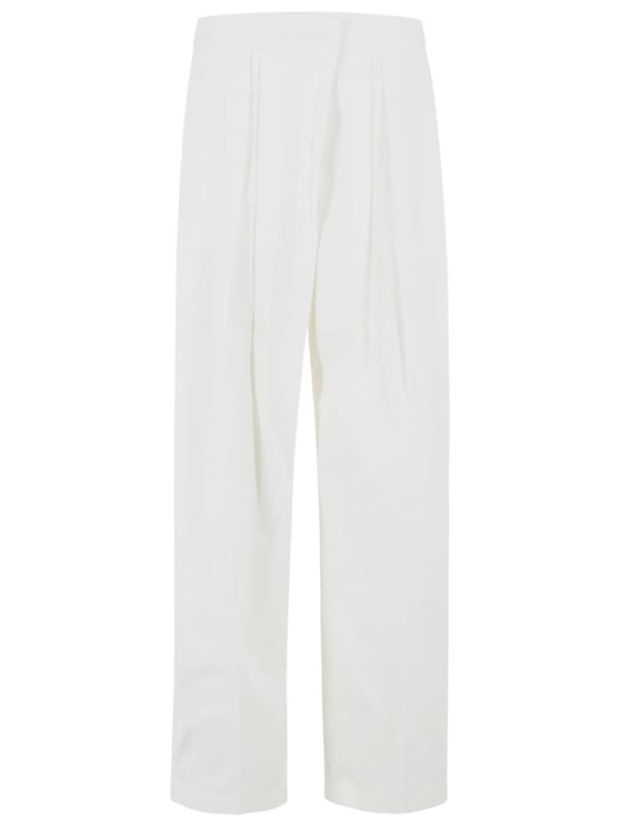 Jil Sander Milk Cotton And Silk Trousers