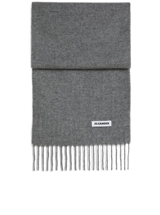 Jil Sander Medium Grey Fringed Ends Scarf