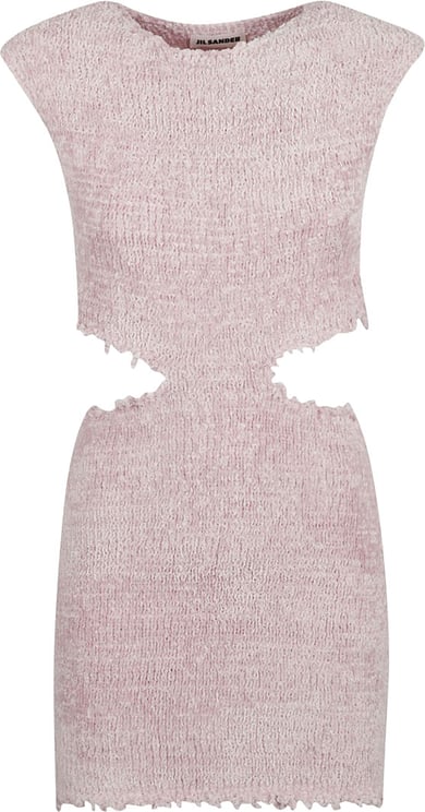 Jil Sander Cut-Out Waist Purple Dress With Textured Fabric