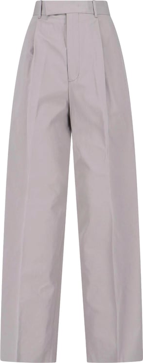 Jil Sander Grey High-Waisted Tailored Cotton Trousers
