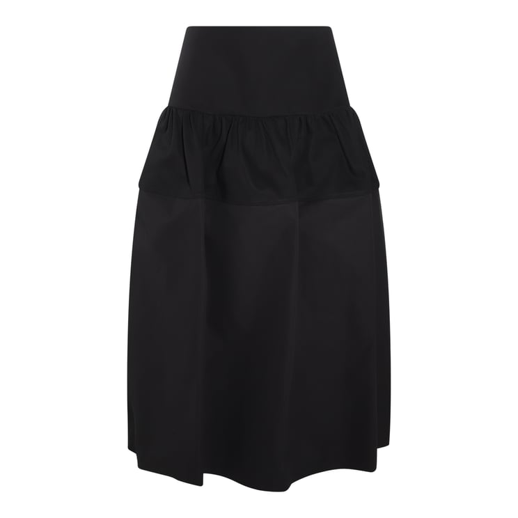 Jil Sander Pleated Cotton Midi Skirt With High Waist And Elasticized Inserts