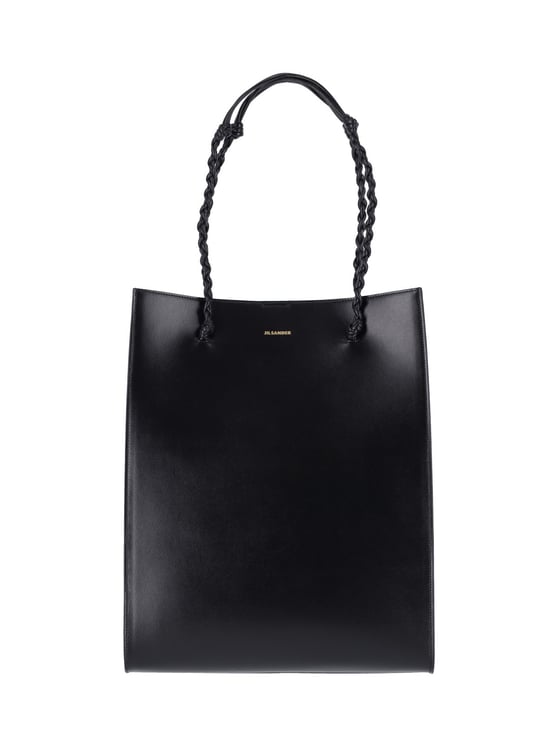Jil Sander Structured Calf Leather Tote with Braided Handles and Embossed Detailing