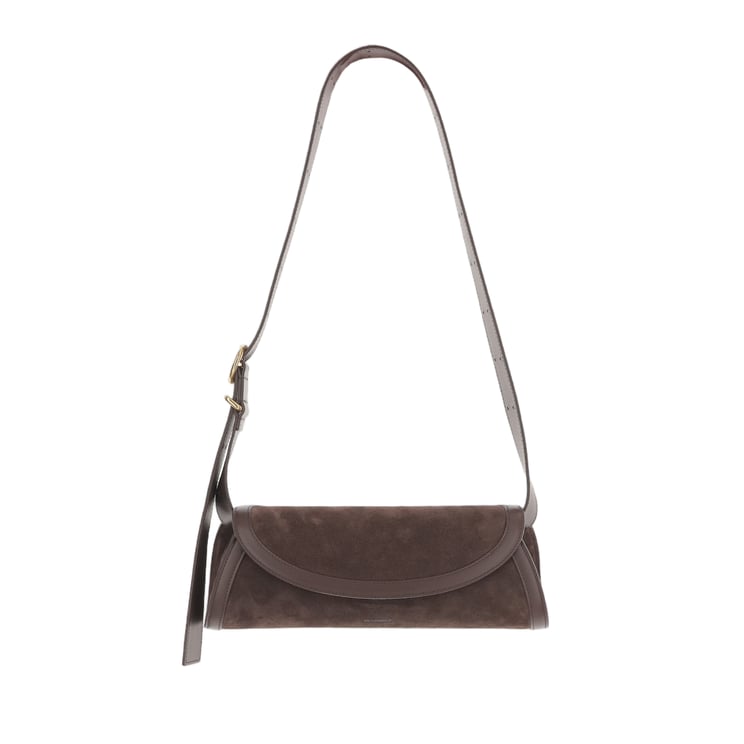 Jil Sander Suede Cannolo Shoulder Bag With Adjustable Strap