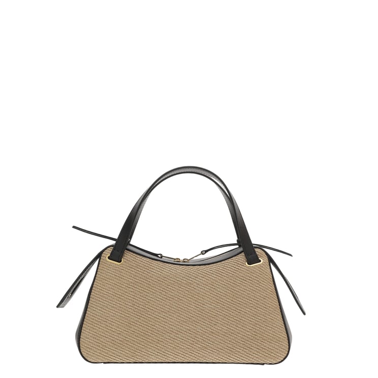 Jil Sander Structured Leather and Raffia Bag