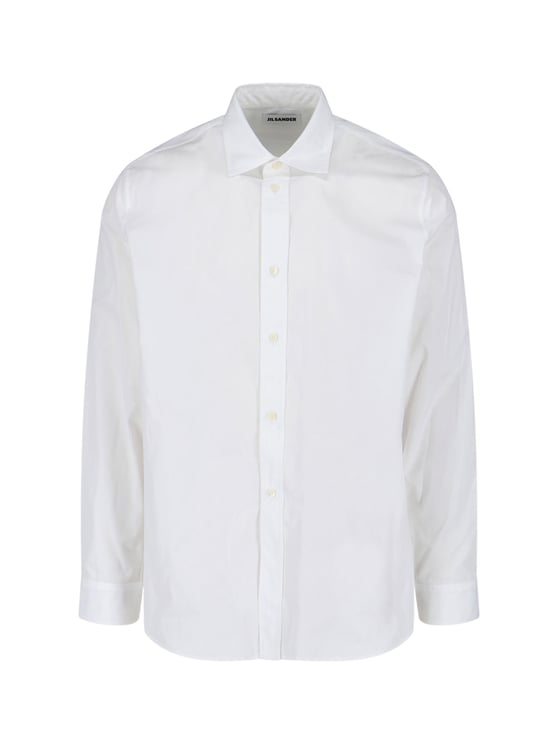 Jil Sander White Minimalist Pointed Collar Cotton Shirt