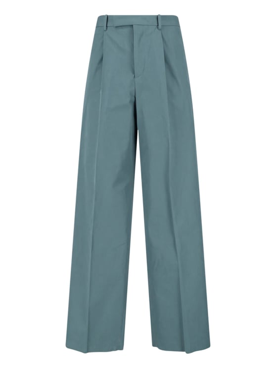 Jil Sander Blue Mid-Rise Straight-Leg Cotton Trousers