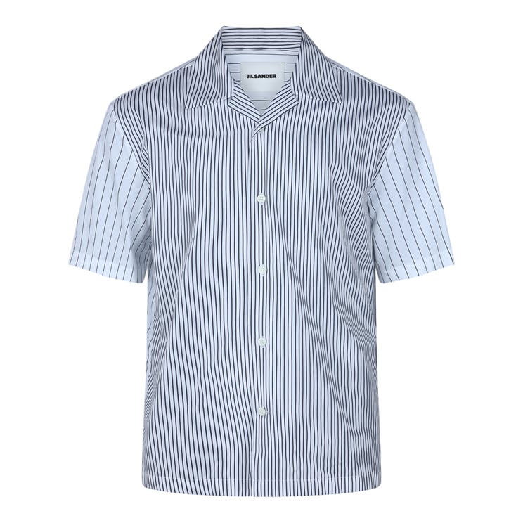 Jil Sander Short-Sleeved Pinstripe Shirt with Classic Collar
