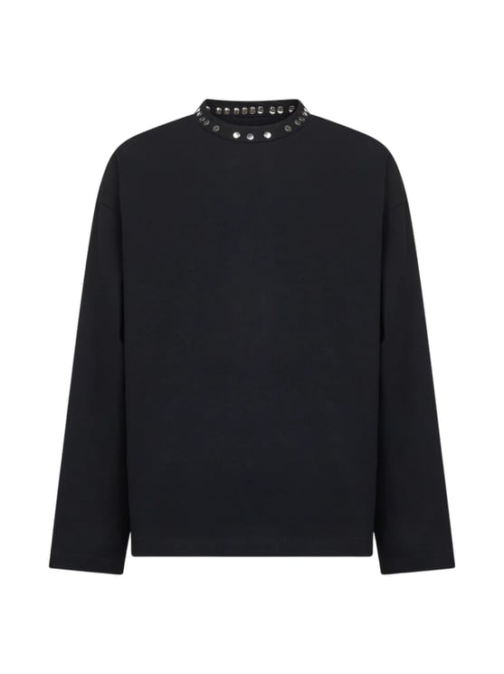 Jil Sander Black Minimalist Studded Cotton T-Shirt