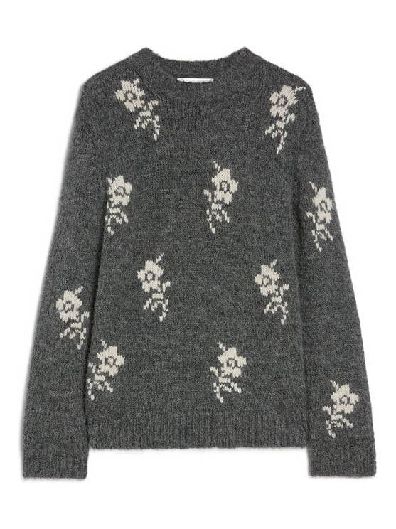 Jil Sander Medium Grey Floral Knitted Jumper