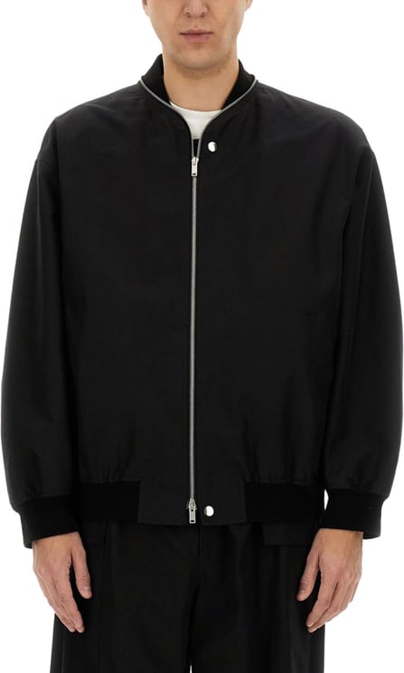 Jil Sander Oversized Cotton Bomber Jacket With Ribbed Cuffs