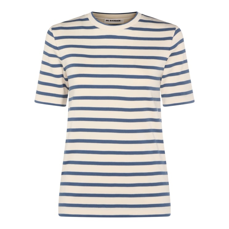 Jil Sander White And Blue Cotton T-Shirt