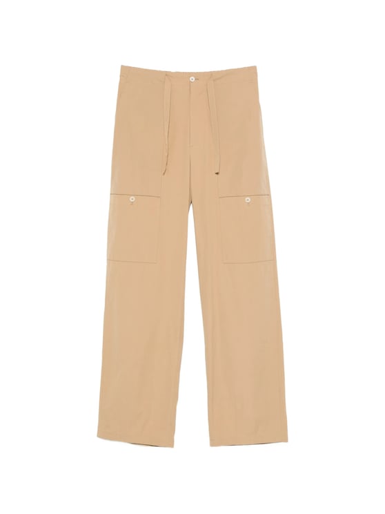 Jil Sander Beige Wide-Leg Tie Belt Pants