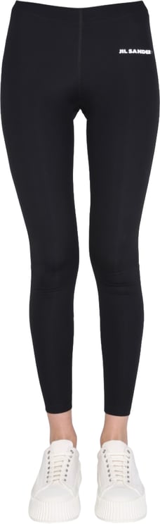 Jil Sander High-Waisted Black Logo Print Leggings