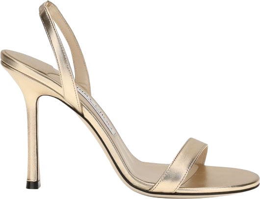 Jimmy Choo Minimalist High-Heeled Sandals with Metallic Finish