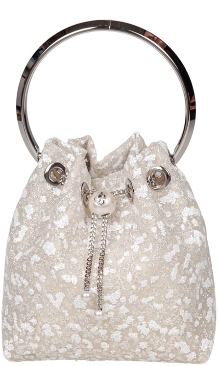 Jimmy Choo Jimmy choo bon bon zgz mesh handbag in ivory with micro-crystal appliques