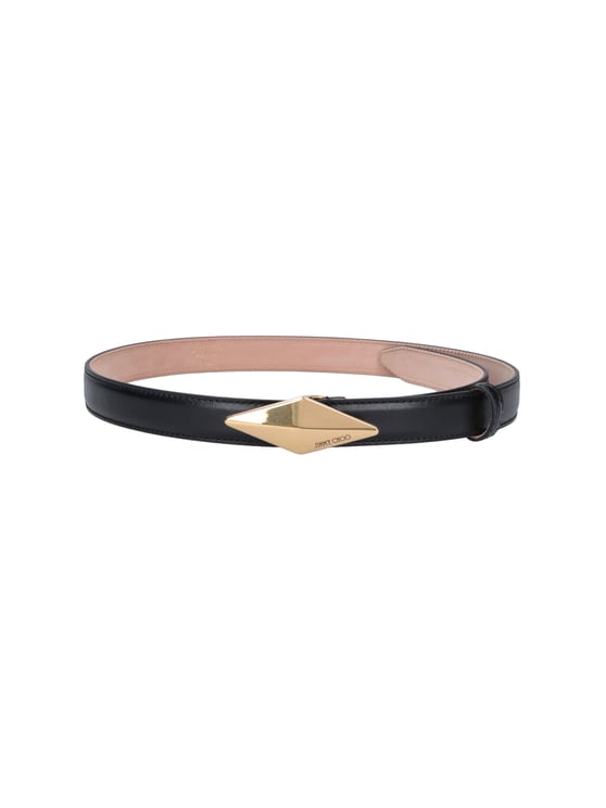 Jimmy Choo Black Diamond Clasp Leather Belt