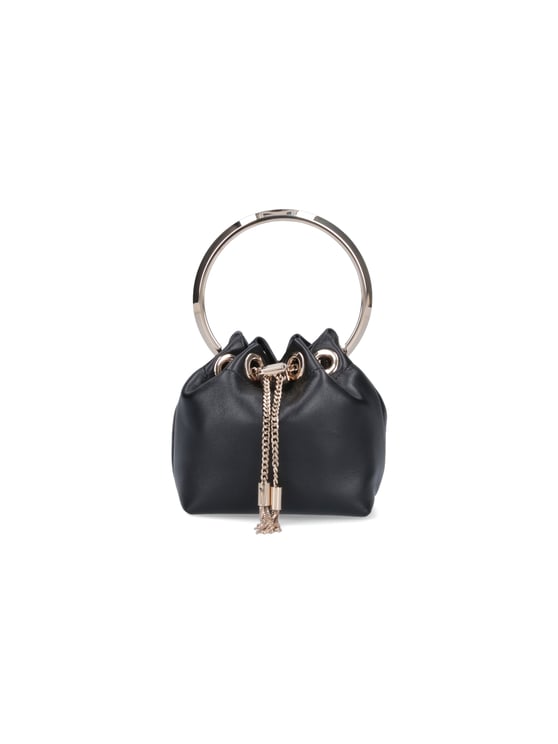 Jimmy Choo Gathered Leather Handbag with Gold-Tone Chain Tassels