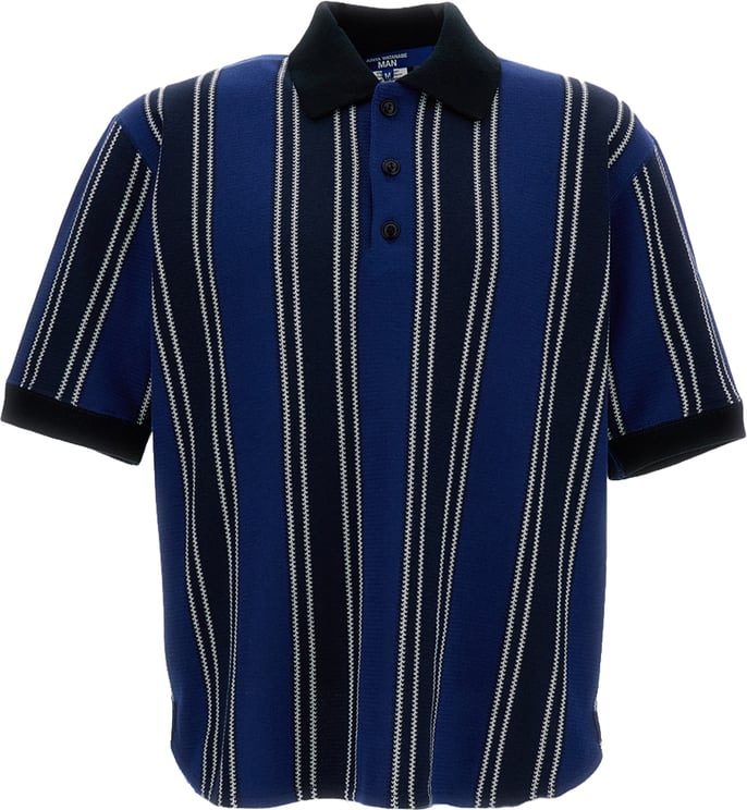 Junya Watanabe Blue Knitted Cotton Blend Polo Shirt