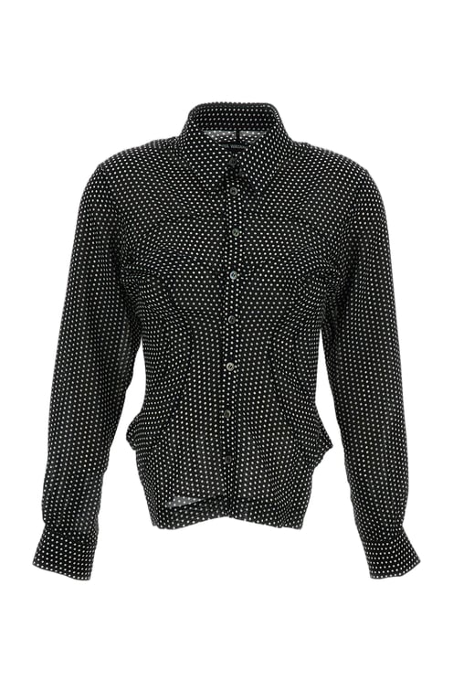 Junya Watanabe Black Polka Dot Fluid Fabric Shirt