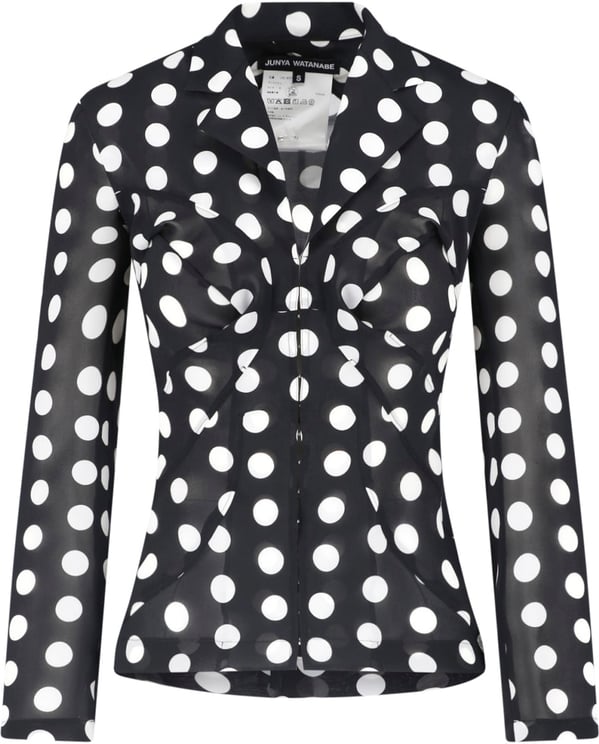 Junya Watanabe Black Polka Dot Fitted V-Neck Shirt