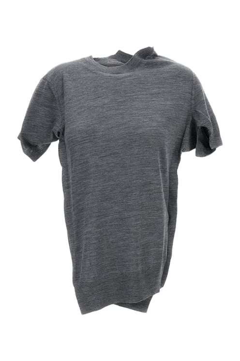 Junya Watanabe Grey Deconstructed Crew Neck Wool Sweater