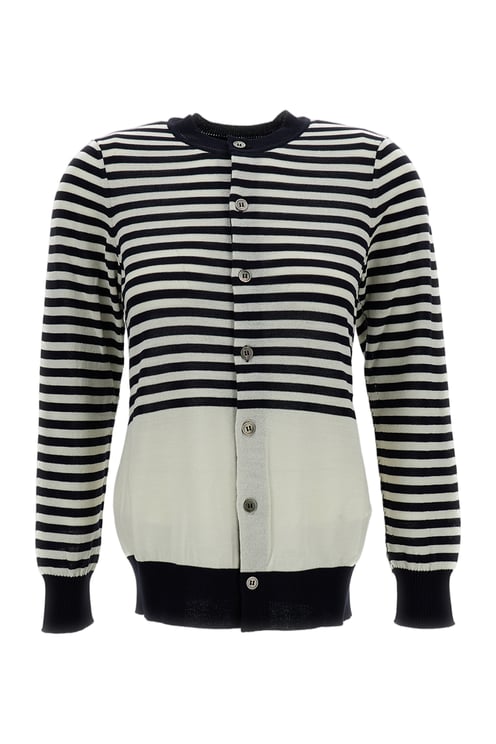 Junya Watanabe Black White Striped Lightweight Knit Cardigan