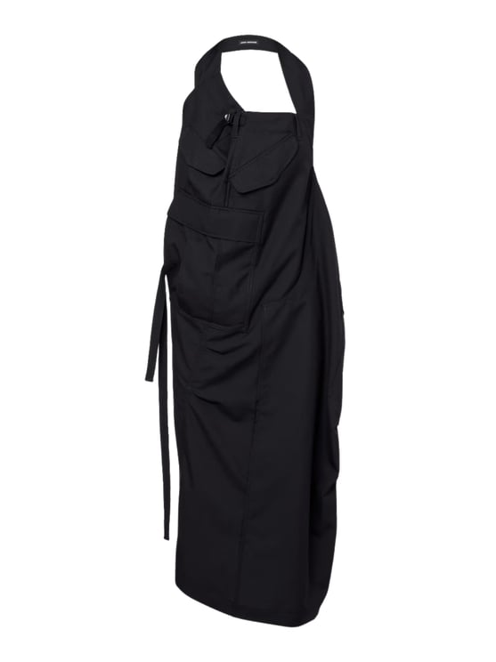 Junya Watanabe Black Halterneck Utility Pockets Midi Dress