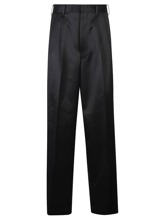 Junya Watanabe Black Belt Loops Wool Straight-Leg Pants