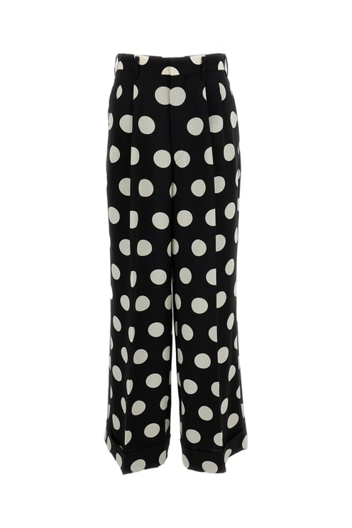 Junya Watanabe Black White Polka Dot Wide-Leg Pants