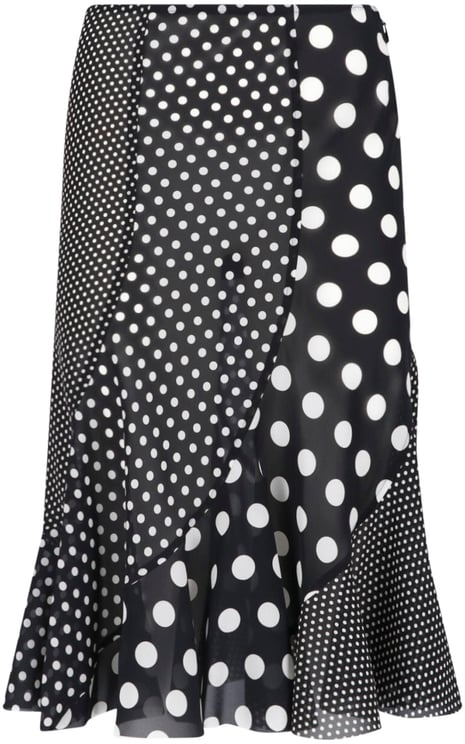 Junya Watanabe Black Polka Dot Patchwork Ruffled Skirt