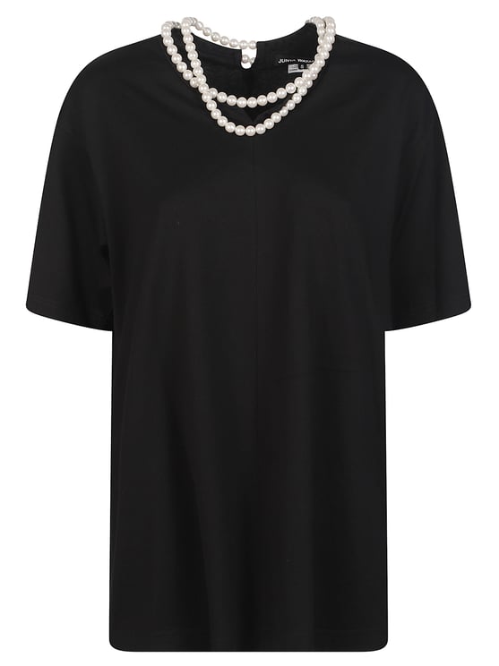 Junya Watanabe Black Pearl Necklace Detail Cotton T-Shirt