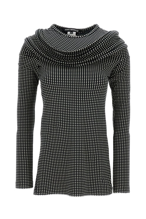Junya Watanabe Black Long-Sleeve Polka Dot Cotton T-Shirt
