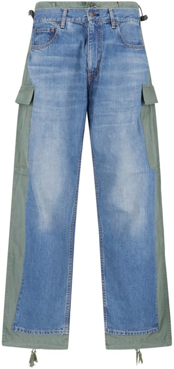 Junya Watanabe Blue Patchwork Cargo Drawstring Denim Jeans