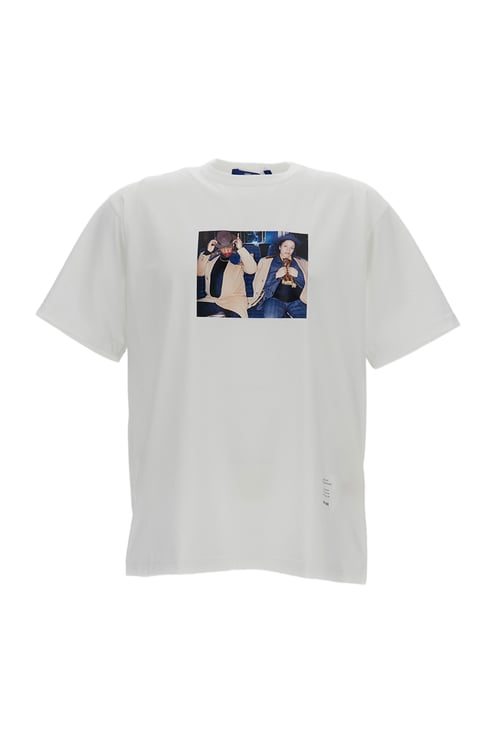 Junya Watanabe White Printed Crew-Neck Cotton T-Shirt