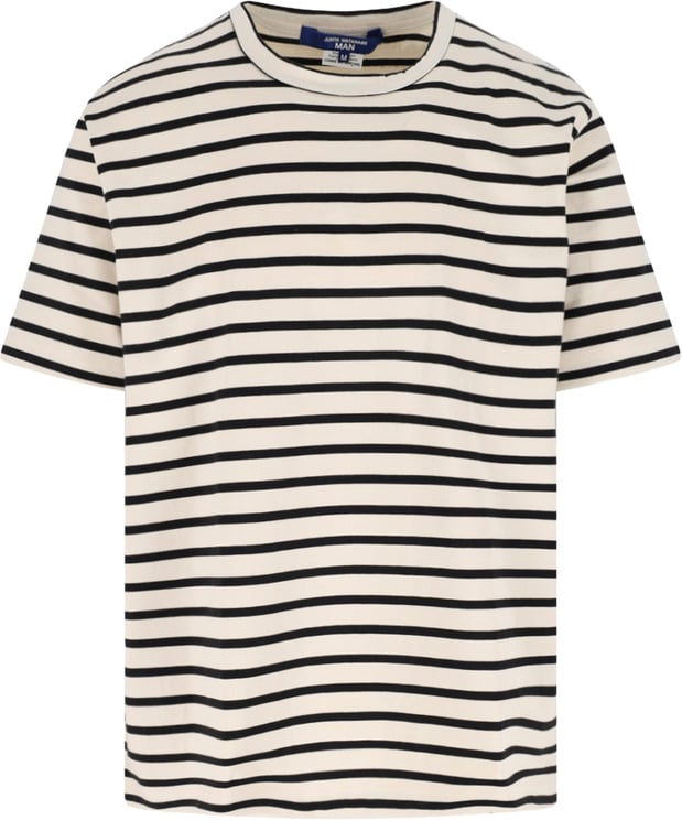 Junya Watanabe Cream Horizontal Stripe Cotton T-shirt