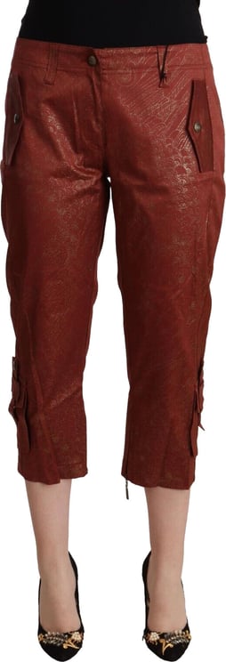 Just Cavalli Just Cavalli Brown Lurex Mid Waist Cotton Cropped Capri Pants