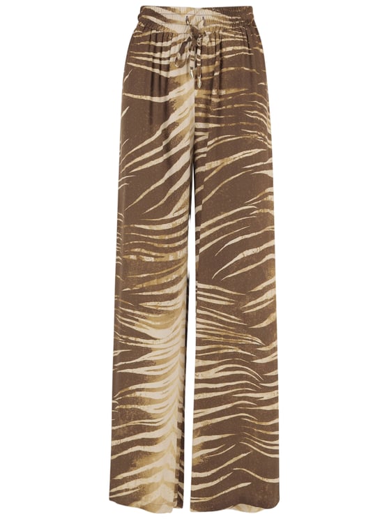 Just Cavalli Multicolor Brushstroke Abstract Viscose Wide-Leg Pants